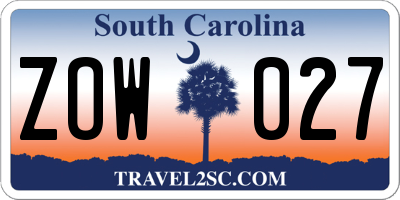 SC license plate ZOW027