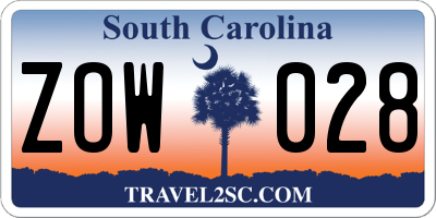SC license plate ZOW028