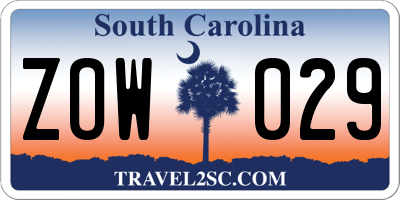 SC license plate ZOW029