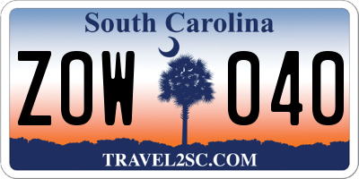 SC license plate ZOW040