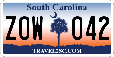 SC license plate ZOW042