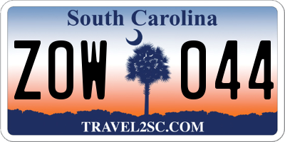 SC license plate ZOW044