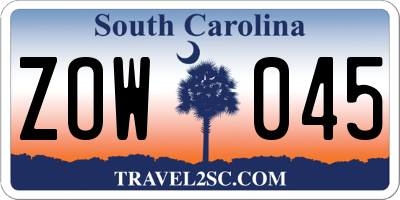 SC license plate ZOW045