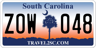 SC license plate ZOW048