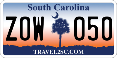 SC license plate ZOW050