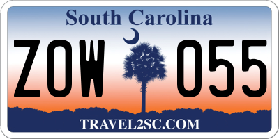SC license plate ZOW055