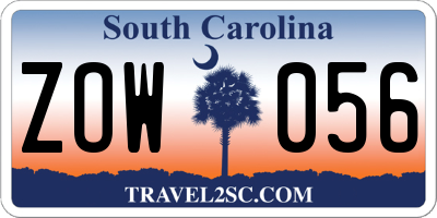SC license plate ZOW056