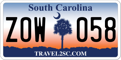 SC license plate ZOW058