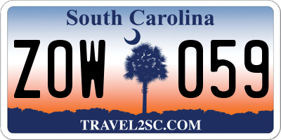 SC license plate ZOW059