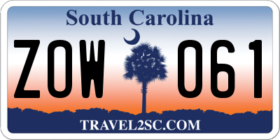 SC license plate ZOW061