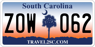 SC license plate ZOW062