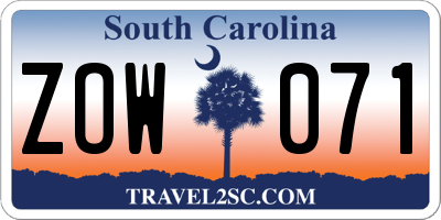SC license plate ZOW071