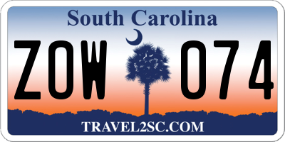SC license plate ZOW074