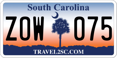 SC license plate ZOW075