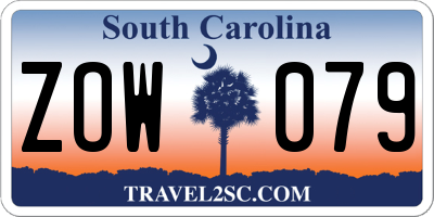 SC license plate ZOW079
