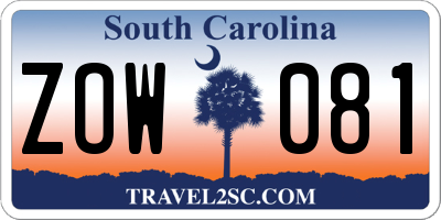 SC license plate ZOW081