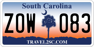 SC license plate ZOW083