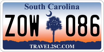 SC license plate ZOW086