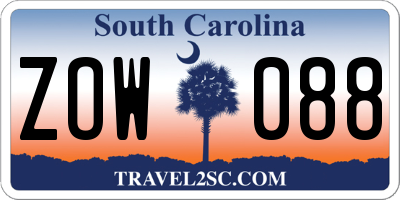 SC license plate ZOW088