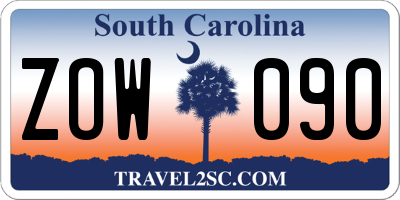 SC license plate ZOW090