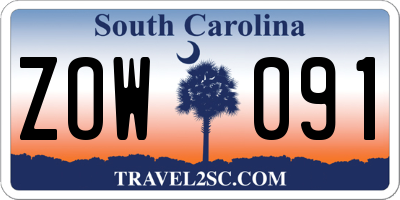 SC license plate ZOW091