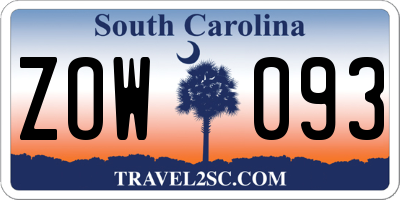 SC license plate ZOW093