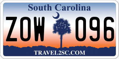 SC license plate ZOW096