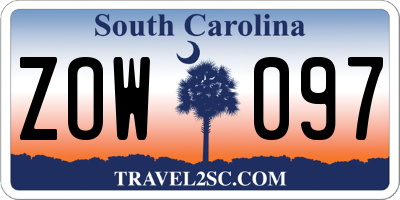 SC license plate ZOW097