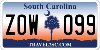 SC license plate ZOW099