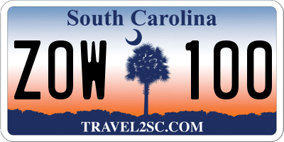 SC license plate ZOW100