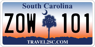 SC license plate ZOW101