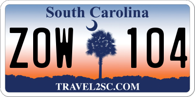 SC license plate ZOW104