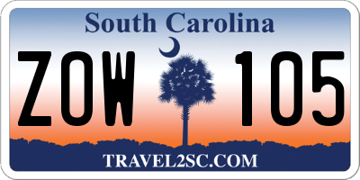 SC license plate ZOW105