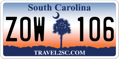SC license plate ZOW106