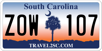 SC license plate ZOW107