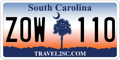 SC license plate ZOW110