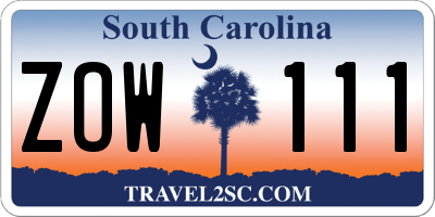 SC license plate ZOW111