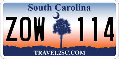 SC license plate ZOW114