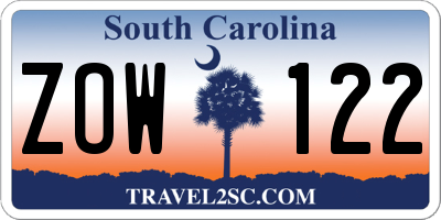 SC license plate ZOW122