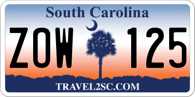 SC license plate ZOW125