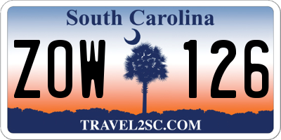SC license plate ZOW126