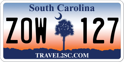 SC license plate ZOW127