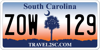 SC license plate ZOW129