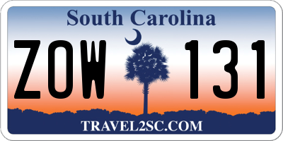 SC license plate ZOW131