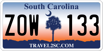 SC license plate ZOW133