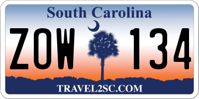 SC license plate ZOW134