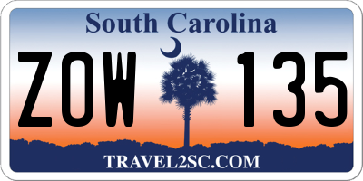 SC license plate ZOW135
