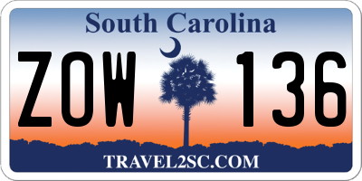 SC license plate ZOW136