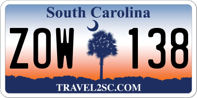 SC license plate ZOW138