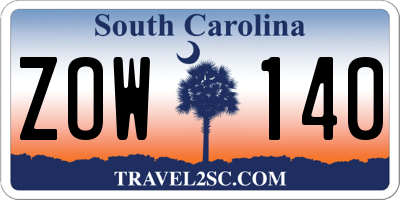 SC license plate ZOW140